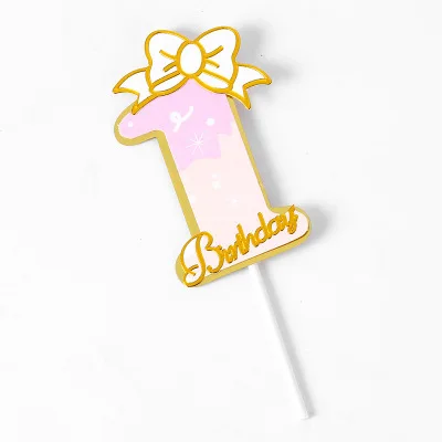 1pcs/Lot Frozen Elsa Anna Princess Cake Cupcake Toppers Cake Flag Girls Birthday Party Decoration Anniversaire Cake Supplies Pink-1