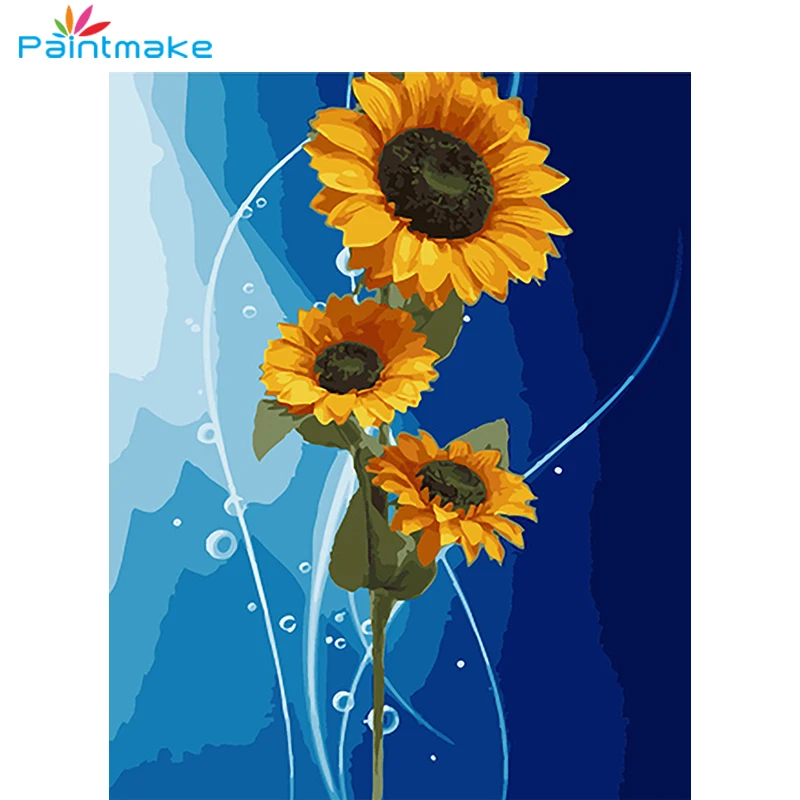 Paintmake Цветы DIY живопись по номерам наборы для рисования подсолнечное масло на