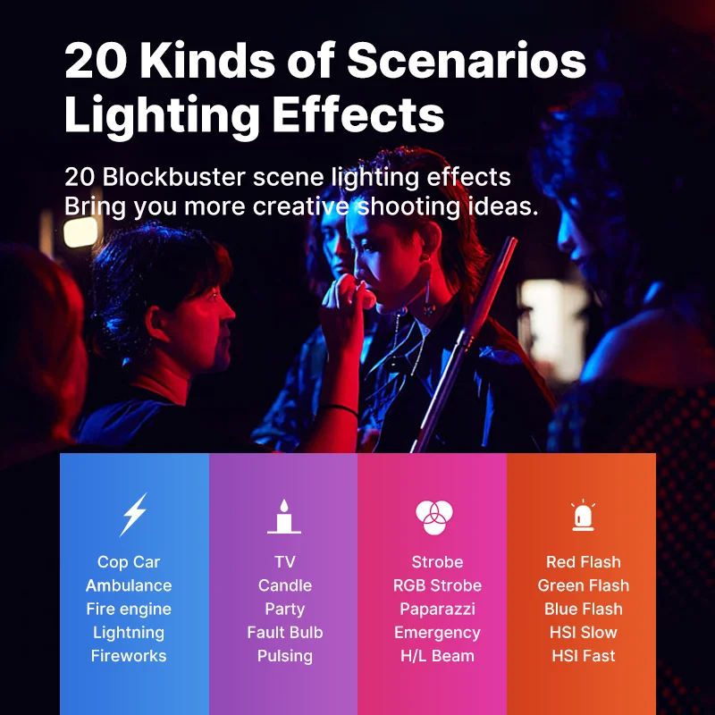 Ulanzi VL110 RGB Tube Photography Lamp 2500-9000K 2600mAh Rechargeable Portable Studio Camping Fill Lighting Kit For Youtube — view 6