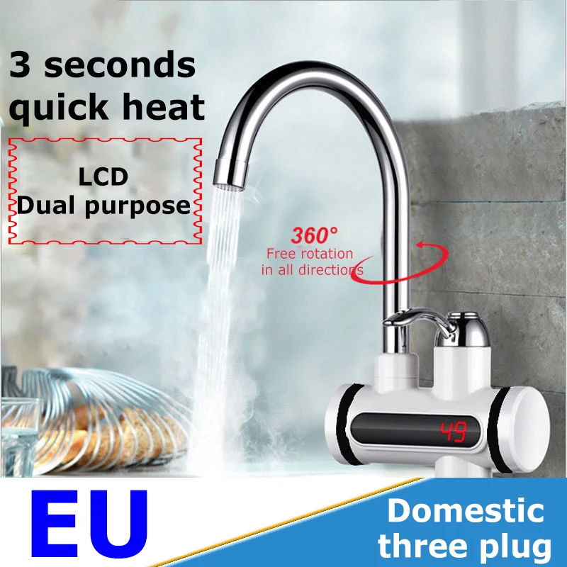 Grifo eléctrico de agua caliente instantáneo, sin tanque, calefacción de agua para cocina y baño