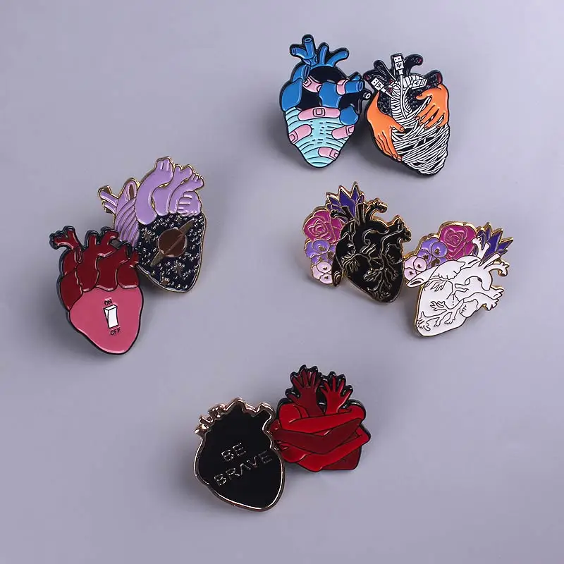 Heart Pin Badges Punk Icon Backpack Set Enamel Brooch Metal Badge Clothes Accessories Jewelry Gift Lapel Pin Bags