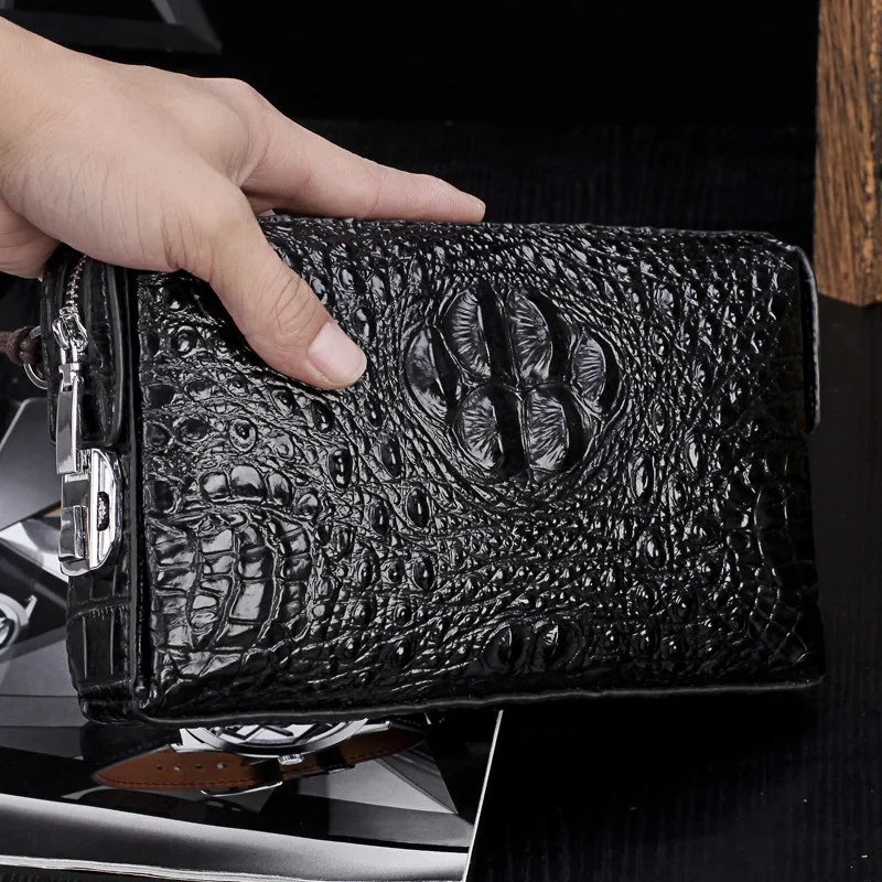 

Crocodile Genuine Leather Men Clutch Bag Business Casual Clutch Bag Large Capacity Two with Numbers Anti-Theft Password Lock Han