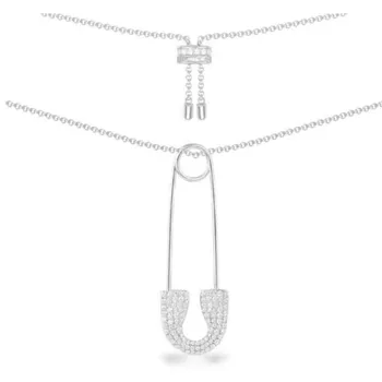 

925 Sterling silver safety pin Necklace zircon pin pendant& Necklace for Women Fashion monaco jewelry