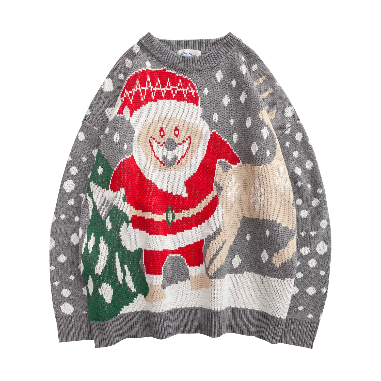 light gray Зимняя мужская одежда для влюбленных с героями мультфильмов, шерстяной пуловер, Повседневный шерстяной вязаный теплый свитер, кашемировый Рождественский свитер, размер s-xl - Цвет: light gray