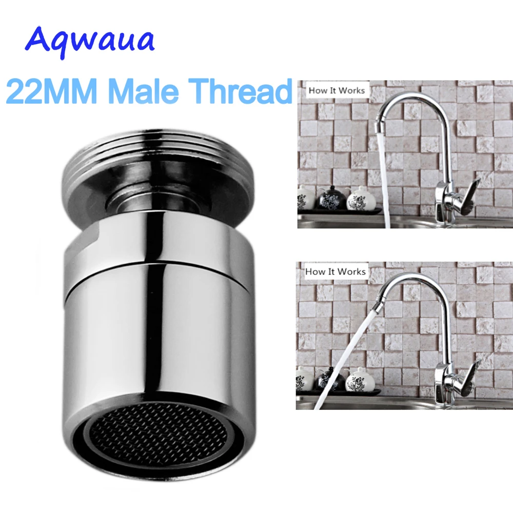 Aqwaua Water Saving Swivel Aerator Faucet Spout Bubbler Accessory for Kitchen Brass 22MM Male Thread Attachment on Crane