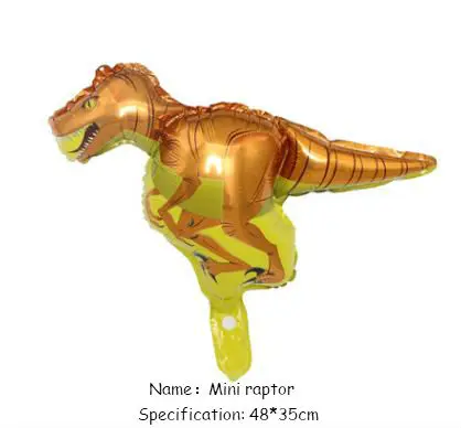 Mini raptor Воздушный шар с динозавром, 1 шт., 3D фольга, стоящий зеленый динозавр, красный дракон, на день рождения, декоративные вечерние принадлежности для мальчиков, детские игрушки, гелиевые шары - Цвет: Mini raptor