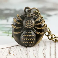 Мини Бронзовый паук Кварцевые карманные часы Fob Ретро колье с подвеской часы для детей мальчиков и девочек