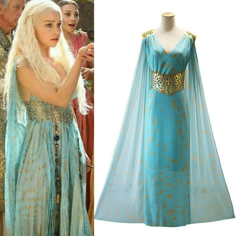 

Fashion Mother of Dragons Game of Thrones Daenerys Targaryen Costume Long Maxi Dress Hallowmas Party Cosplay Costume