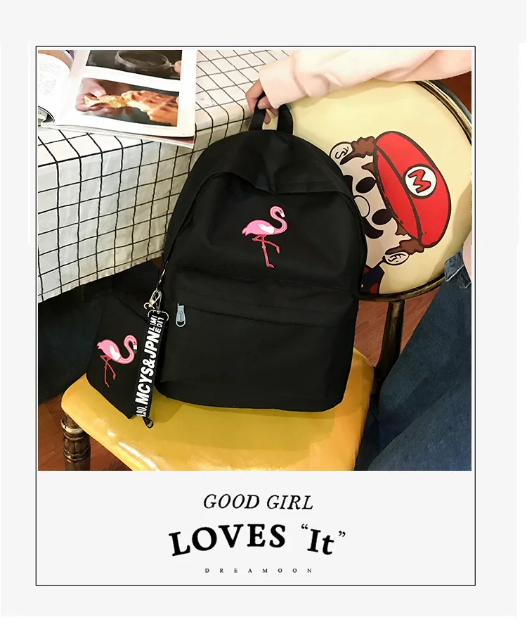 Брендовые женские рюкзаки, простой рюкзак с принтом фламинго для девочек-подростков, школьный рюкзак с принтом для ноутбука, холщовые сумки Mochila
