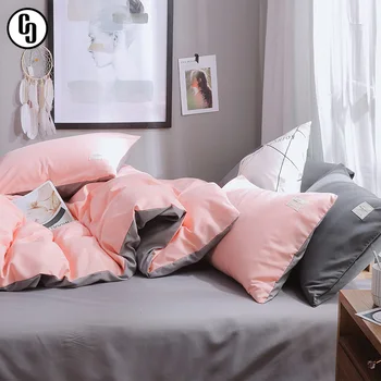 

GXC Luxury Pink Solid Bedding Set Soft Printed High Quality Duvet Cover Flat Sheet Double Queen King Bed Linen Bed Sheet