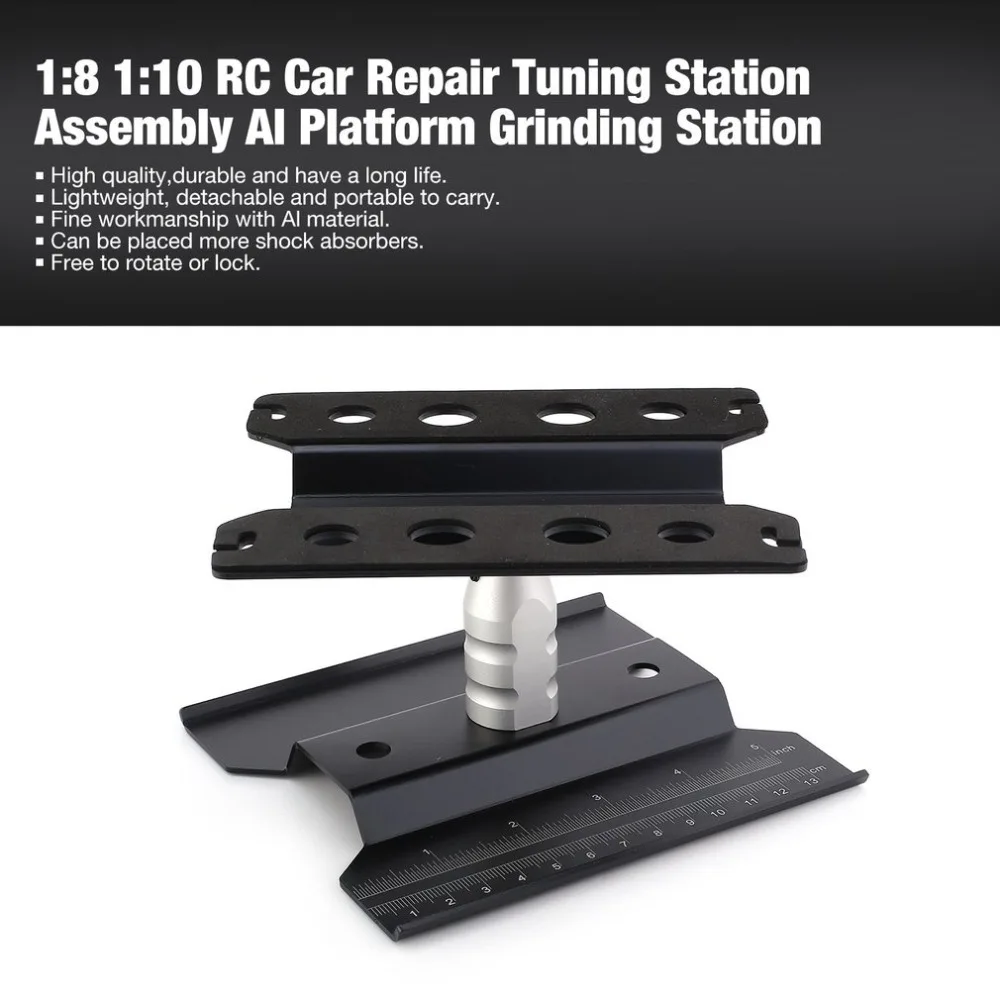 

1:8 1:10 RC Car Boat Repair Tuning Station Assembly Aluminum Platform Grinding Station Model Shunting Stand 360 Degree Rotate ht