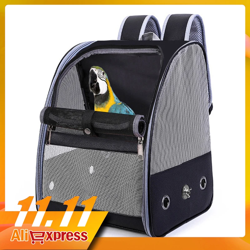 

RFWCAK Pet Parrot Backpack Carrying Cage Cat Dog Outdoor Travel Breathable Carrier Bird Canary Transport Bag Birds Supplies