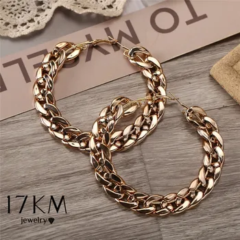 

17KM Gold Chain Oversize Big Hoop Earrings for Women Girl 2020 Bijoux Giant Geometric Circle Round Earring Fashion Punk Jewelry