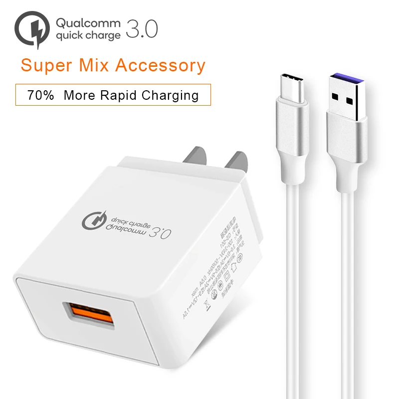 KISSCASE QC 3,0 быстрое зарядное устройство type-C зарядный кабель для мобильного телефона iPad 5 V/5A быстрое зарядное устройство кабель для смартфона адаптер