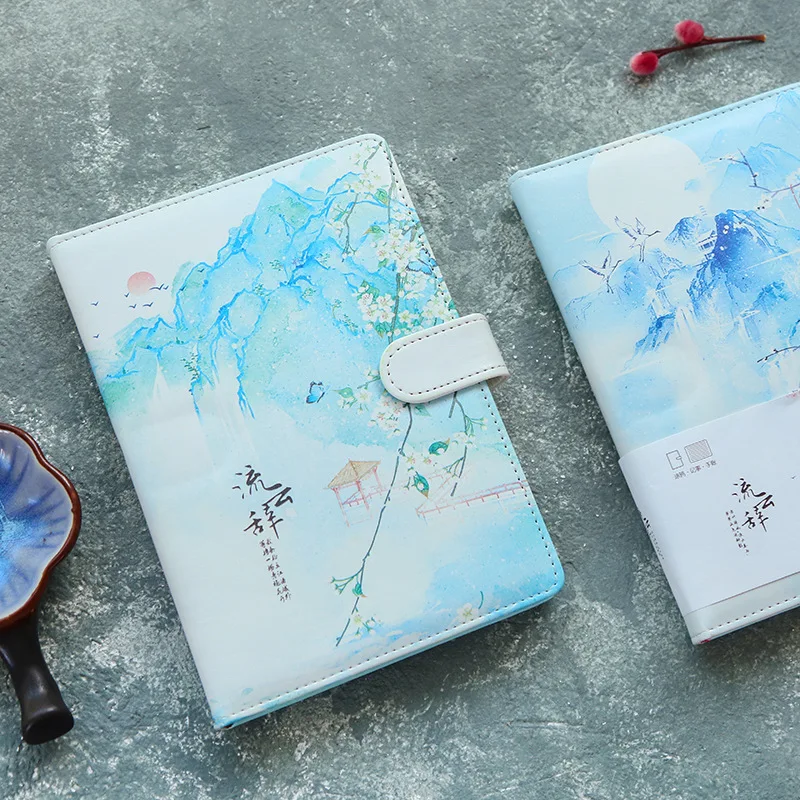 Chinese Ink Painting Creative Cute Paper Notebook Pu Leather Bullet Journal NotebookTravel Journal Planner School Diary Notepad