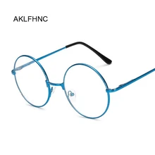 Модные синие прозрачные очки, оправа для женщин и мужчин, винтажные круглые очки для женщин и мужчин, пластиковые прозрачные оптические оправы для очков