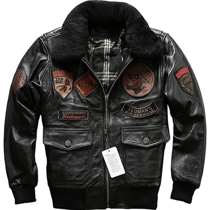 

Seveyfan Genuine Leather Jacket Pilot MA 1 Winter Thicken Warm Real Cowhide Leather Jacket Motor Biker Bomber Jacket Male R2983