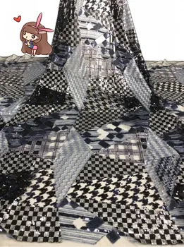 

Latest ZH-10471 African French Lace Fabric special embroidered Tulle Lace Fabric with sequins