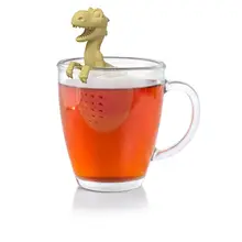Силиконовый ситечко для чая, чайный пакетик, травяной фильтр для специй в форме динозавра, ситечки для заварки чая, многоразовый фильтр