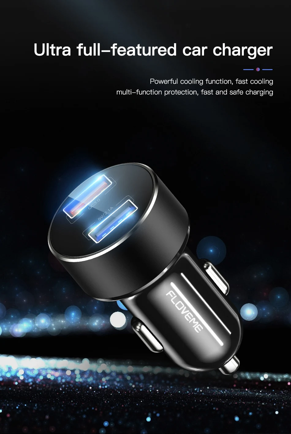 FLOVEME Quick Charge 3,0 быстрое автомобильное usb-устройство для зарядки телефона, прикуриватель для сотового телефона, автомобильное зарядное устройство Carregador для iPhone 11 Pro Max