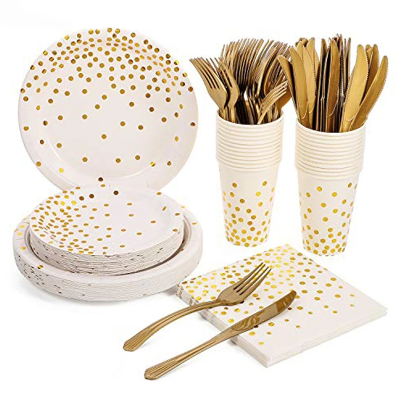 G6DA 150pcs Disposable Dinnerware Set Tableware Party Supplies 25