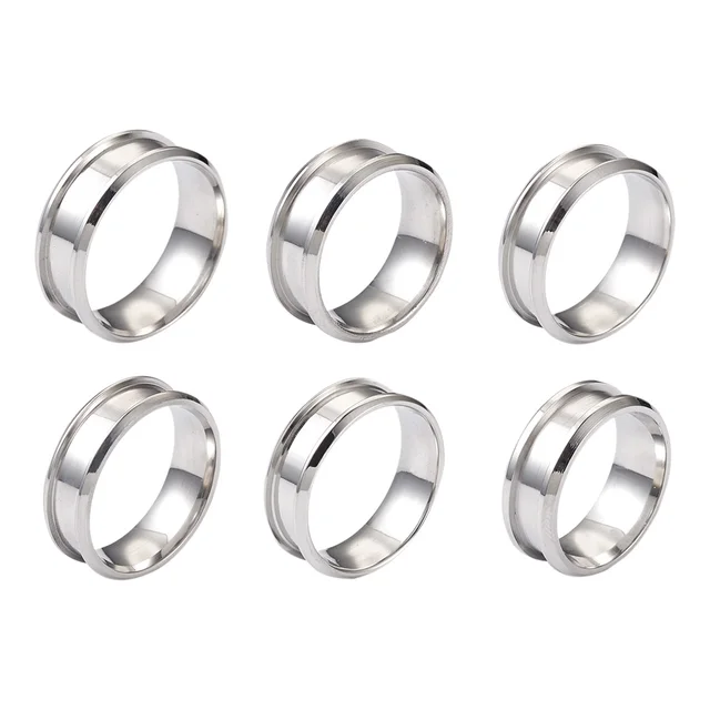 Wholesale UNICRAFTALE 18pcs Blue Blank Core Ring 6 Size Stainless Steel  Blank Finger Ring Hypoallergenic Inlay Ring Round Grooved Empty Ring Blanks  for Jewelry Making US Size 6~11 