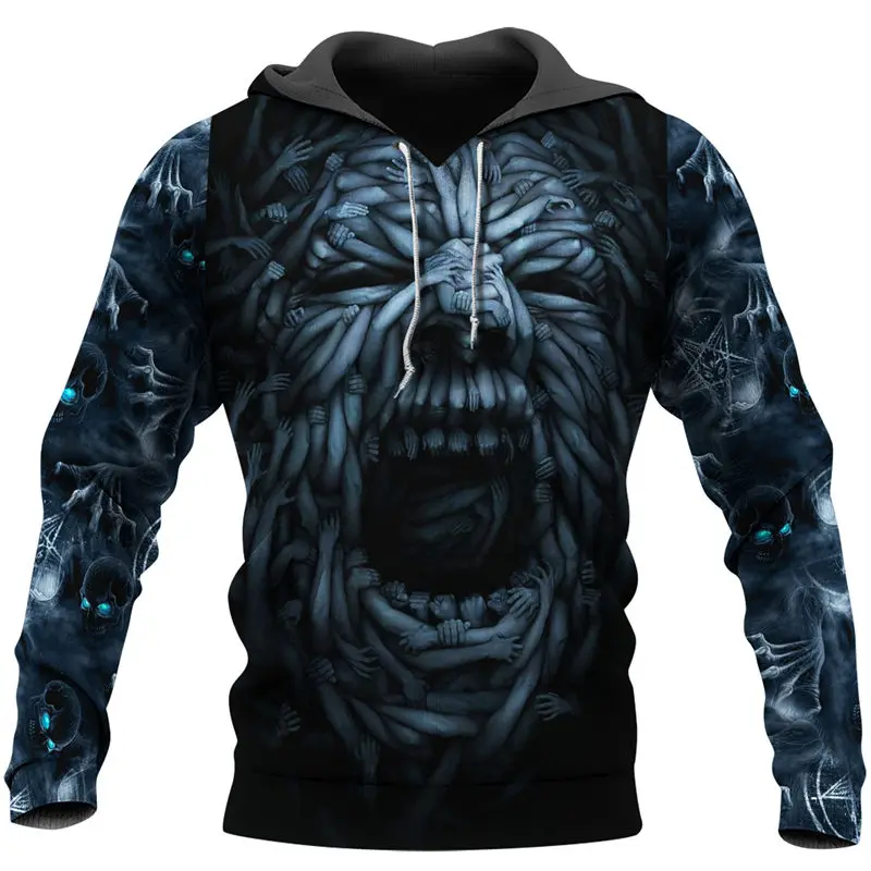

Men's Fashion Hoodie Scary Hand Skull 3D Fully Printed Zipper Hoodie Unisex Harajuku Casual Sweatshirt DYI264
