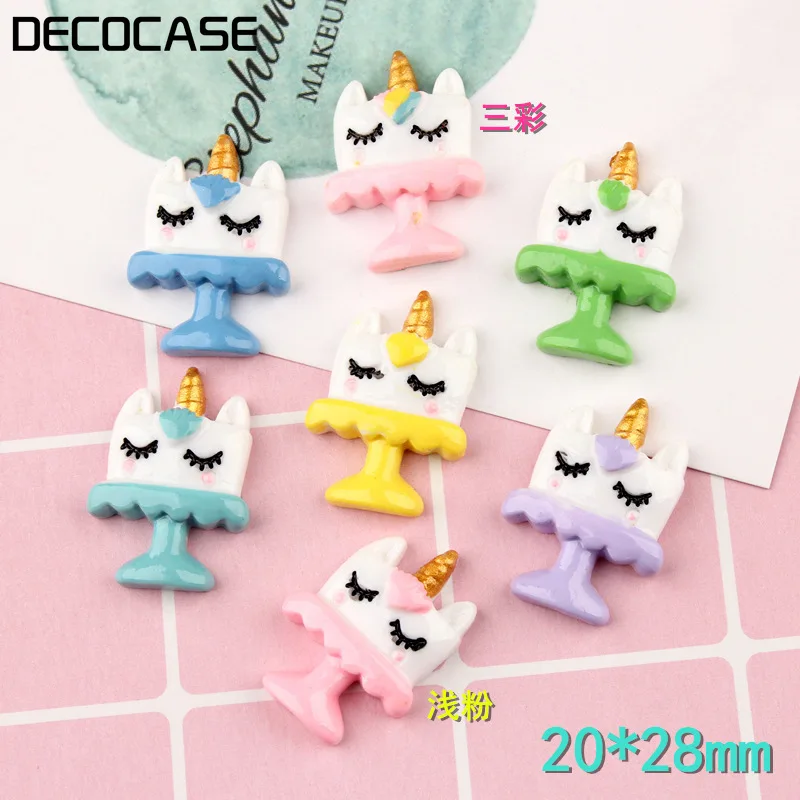 

DECOCASE 30pcs Unicorn Cake Slime Charms Beads Headwear Flatback Crafts Ornaments Decoration Phone Case DIY Accessories