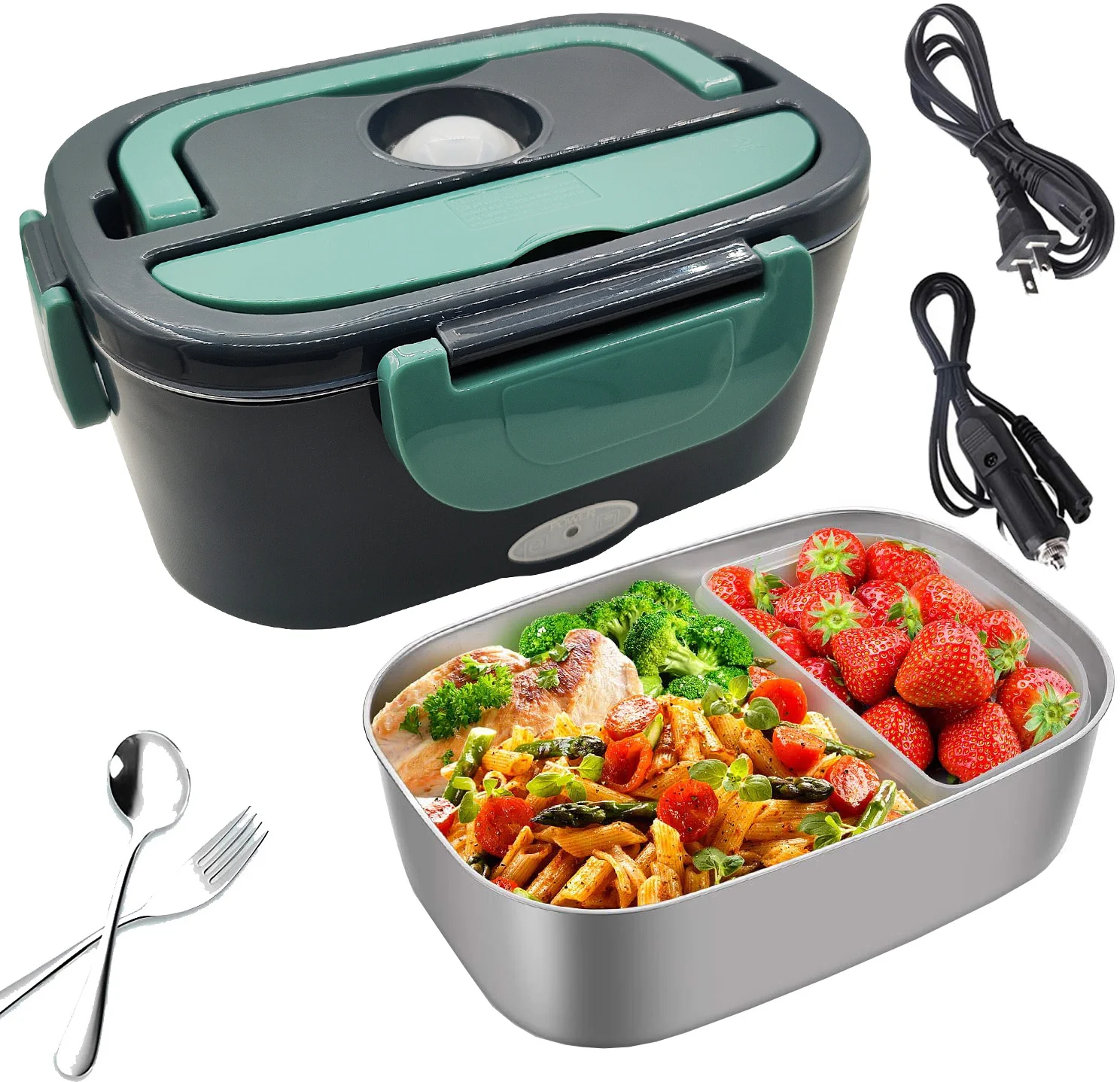 Stainless Steel 2 In 1 Electric Heating Lunch Box 110V 220V 12V 24V Car Office School Food Warmer Container Heater Set | Дом и сад