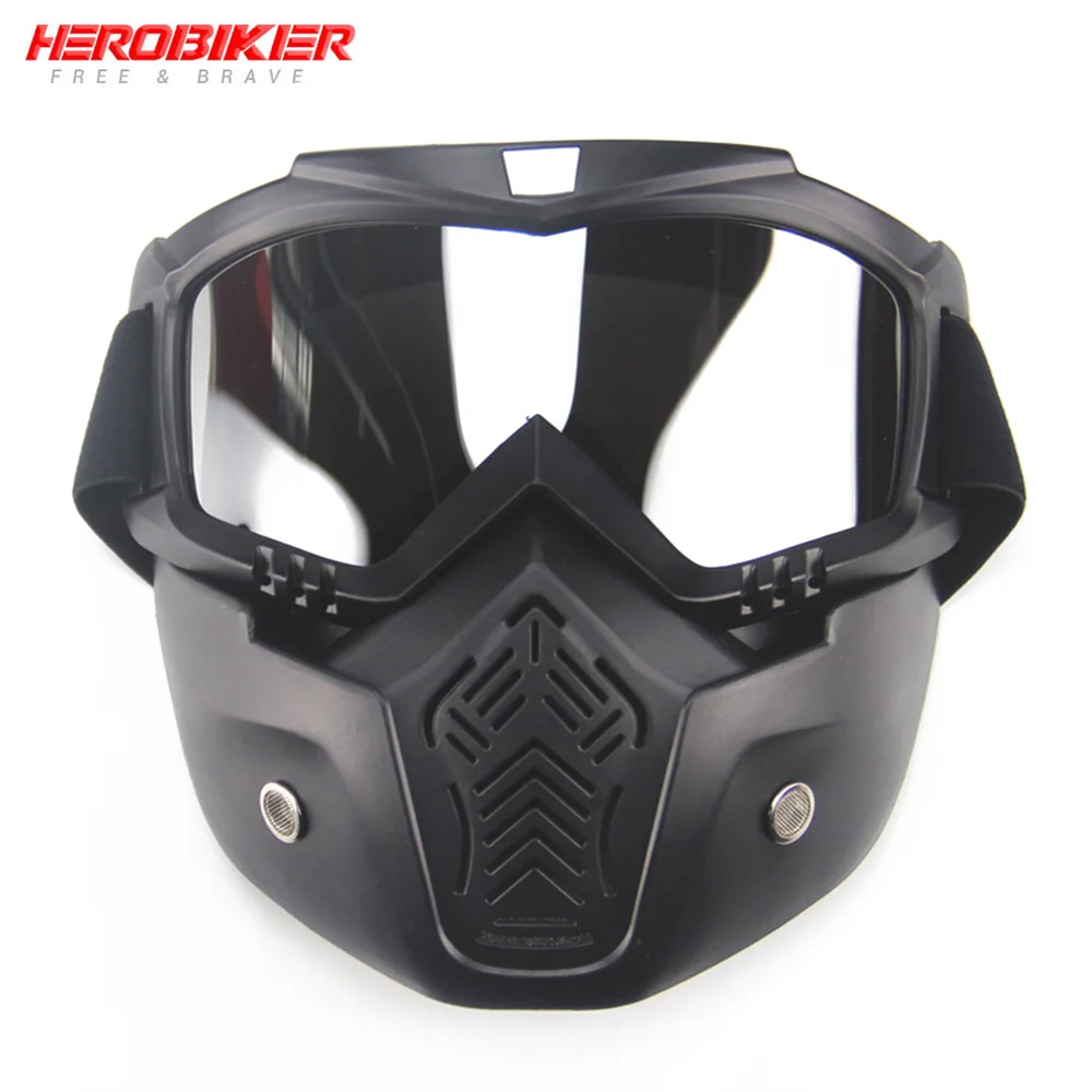 HEROBIKER мотоциклетный шлем из синтетической кожи ретро круизер чоппер Скутер кафе гонщик Мото шлем 3/4 открытый шлем в горошек - Цвет: Mask Silver Lens