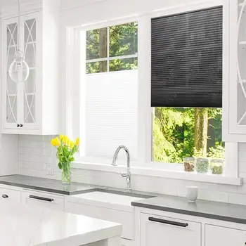 

Self-Adhesive Pleated Blinds Half Blackout Bathroom Windows Curtains Shades Non Woven Fabric for Home Decor