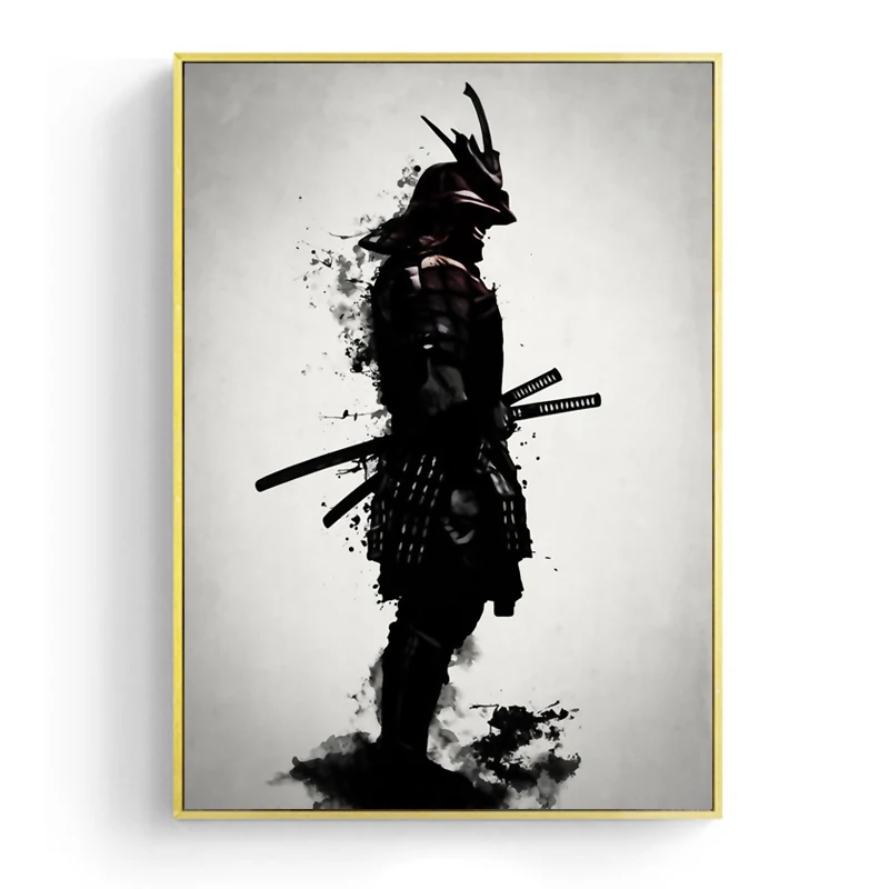 Японский плакат, бронированный самурайский ворон, настенная живопись на холсте, винтажная печать, Картина Настенная для декора гостиной, игровой комнаты - Цвет: E
