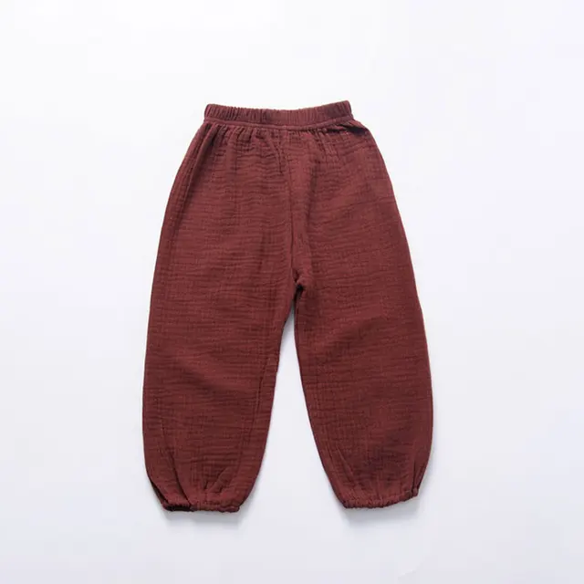 New 2-7y 2018 Summer Solid Color Linen Pleated Children Ankle-length Pants for Baby Boys Pants Harem Pants for Kids Child K633-red