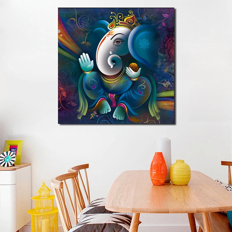 

Lord Ganesha Wallpaper Canvas Painting Print Living Room Office Home Decor Modern Wall Art Oil Painting Poster Salon Pictures