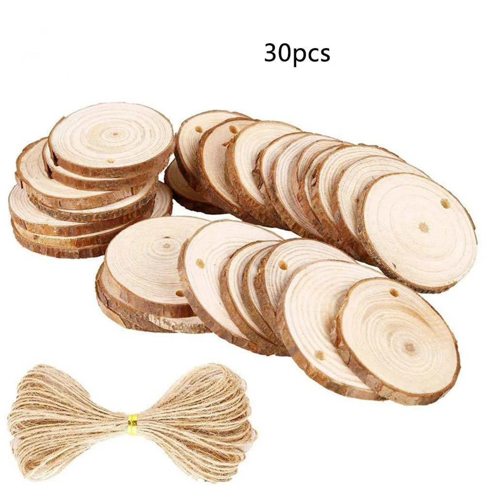 

Home Hanging Decorations Wood Slices Handmade Painting Round Christmas Ornaments Wedding Natural 4-5cm Party DIY Predrilled