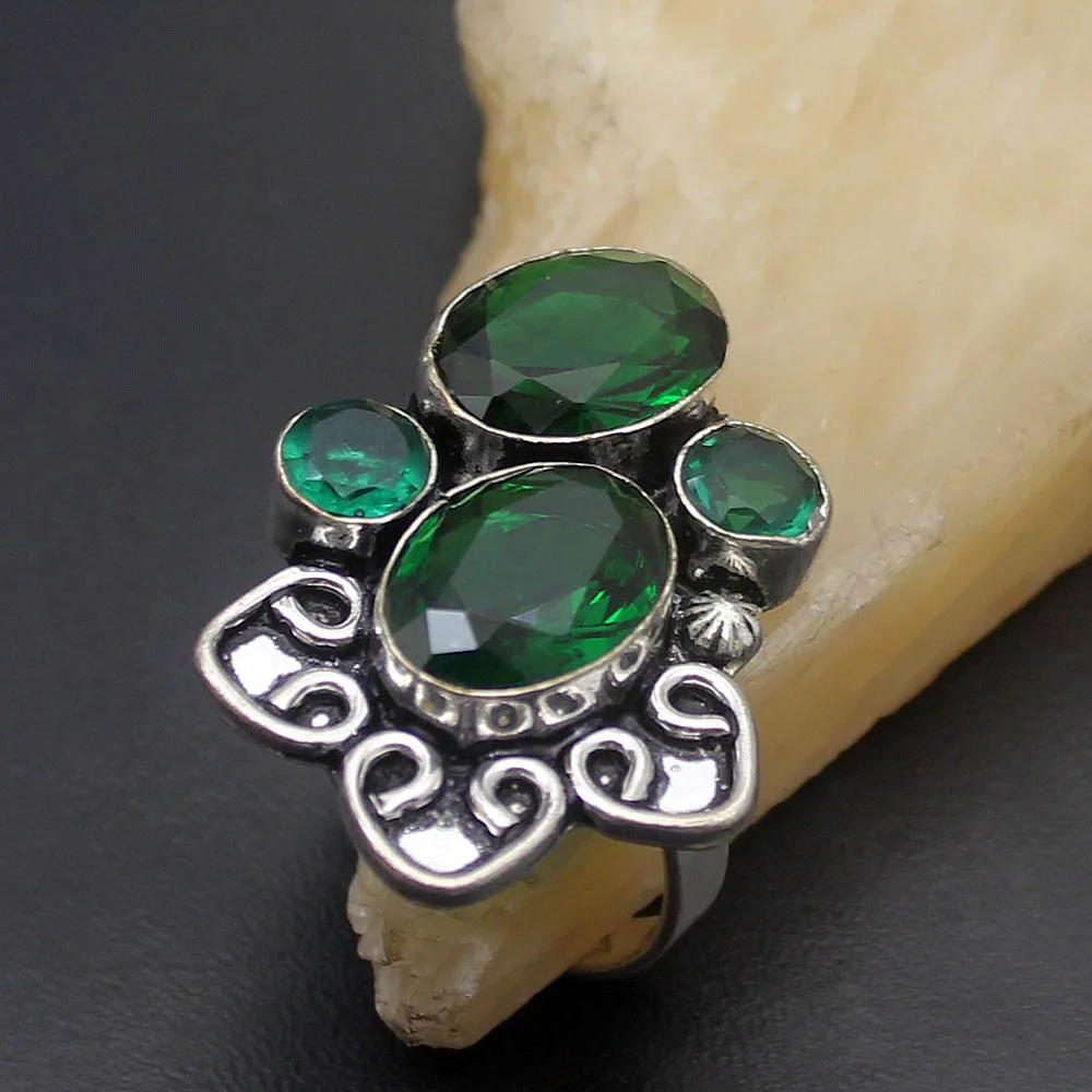

Glowing Natural Special New GreenTopaz 925 Sterling Silver Fashion Jewelry Band Ring Size 9 H236