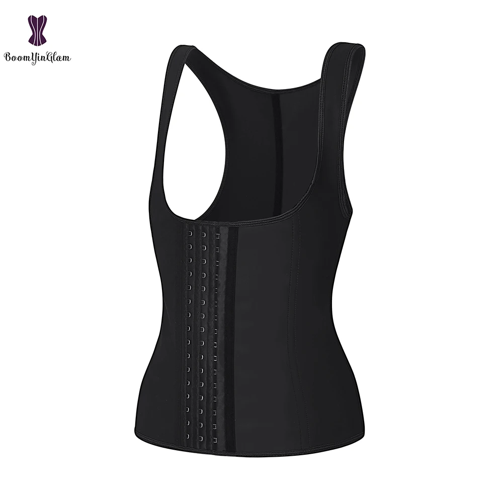 Latex Vest Corset Waist Trainer 3 Hooks Bustier 9 Steel Bone Gorset Plus Size Black Beige Korset Corselet #888
