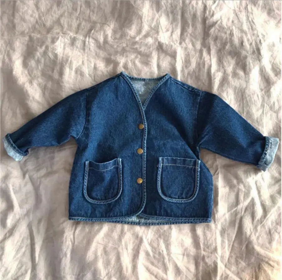 Baby Boys And Girls Denim Jacket Coat Spring And Autumn Casual Large Pocket