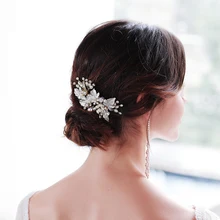 Роскошный Золотой/Серебряный/Розовый Золотой искусственный жемчуг стразы свадебный гребень свадебный медный провод обмотка головной убор аксессуары для волос