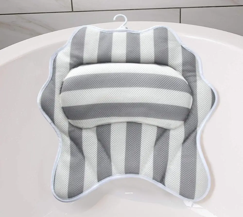Gepege подушки для ванны для шеи, головы, плеча и спины, спа-подушка для ванны отдыха, аксессуары для ванной - Цвет: white n gray