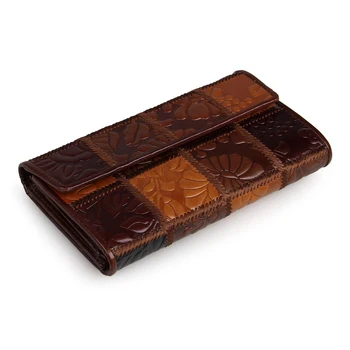 

JMD Free Shipping Vintage Genuine Cow Leather Square Pattern Women Wallet 3 Folded Lady Wallets 8092-2C