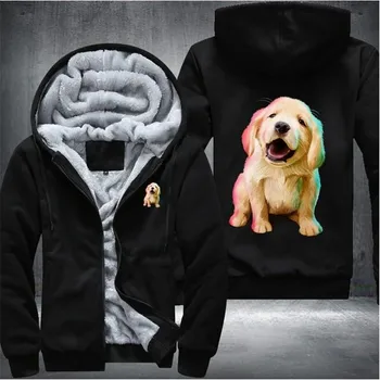 

Golden Retriever Puppy Mens Winter Hoodies Male Harajuku High Quality Casual Sweatshirts Zipper Sportswear Thicken Warm Outwear