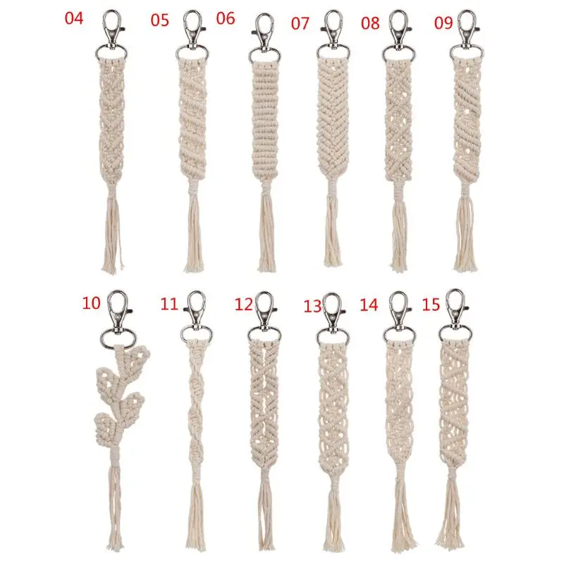 

Tassel Keychains Women Boho key Holder Keyring Macrame Bag Charm Car Hanging