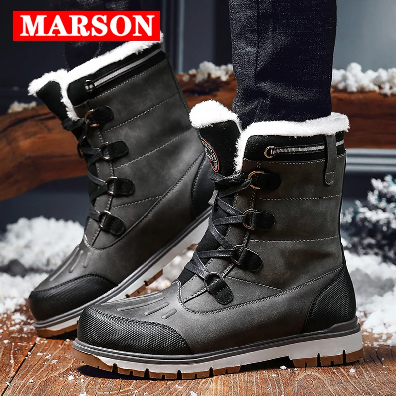 MARSON Men’s Winter Snow Boots With Fur Keep Warm Comfortable Shoe Soft Fashion Outdoor Short Boot Walking Footwear Plus Size MARSON Men’s Winter Snow Boots With Fur Keep Warm Comfortable Shoe Soft Fashion Outdoor Short Boot Walking Footwear Plus Size