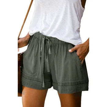 

Casual Tencel Shorts Women 2020 Summer New High Waist Bandwidth Loose Wide Leg Pants Black