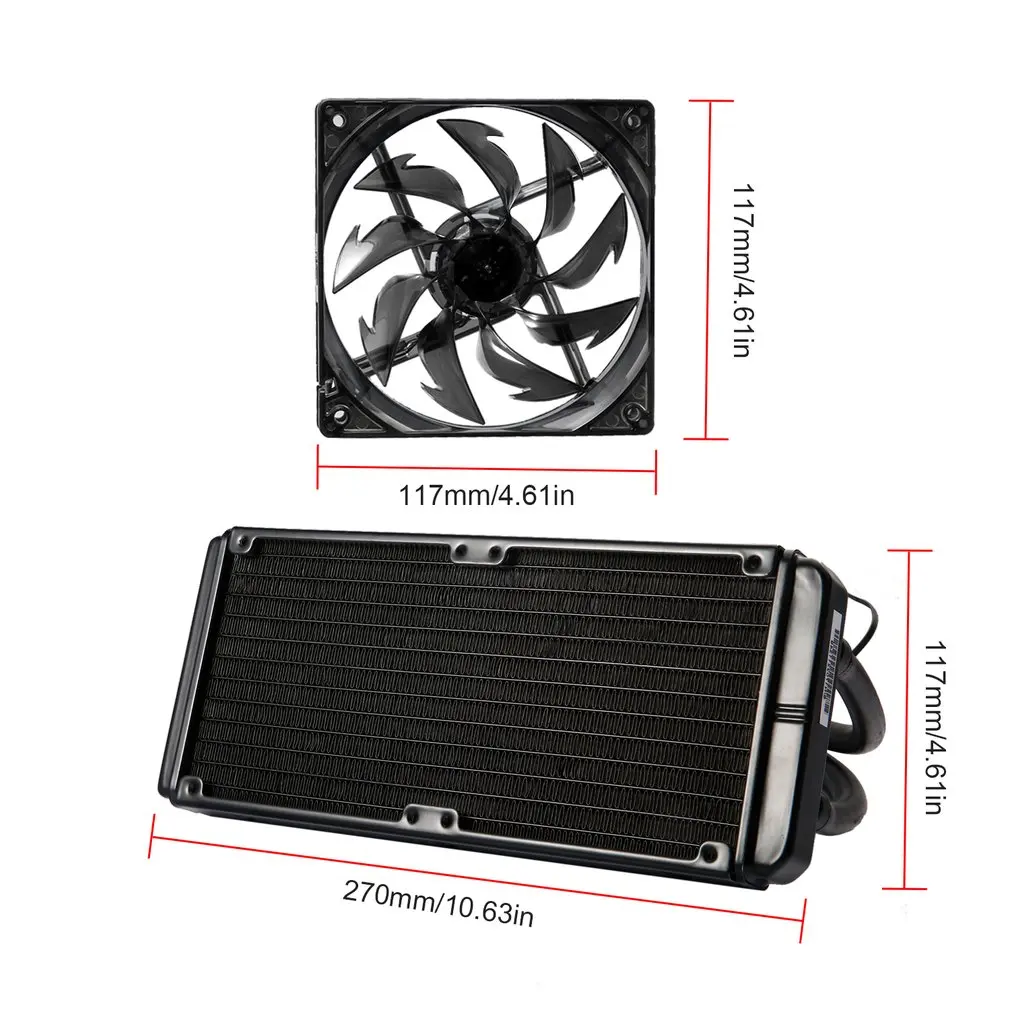 LESHP Damping Rubber Pad LED Fan Double Ball Long Life Liquid Cooler Double Water Cooling Radiator For Computer Case
