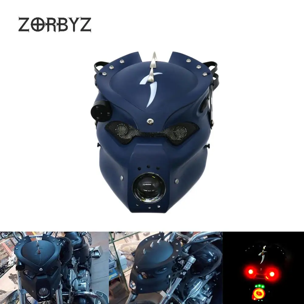 ZORBYZ 28 43 мм Универсальный головной свет мотоцикла СИД синий череп фара вилка