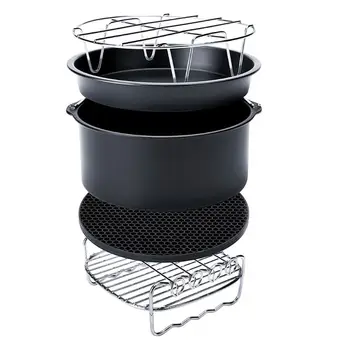 

5pcs/set 7 Inch Air Fryer Baking Pan Rack Accessories for Gowise Phillips Cozyna Secura All Airfryer 3.7 4.2 5.3 5.8QT