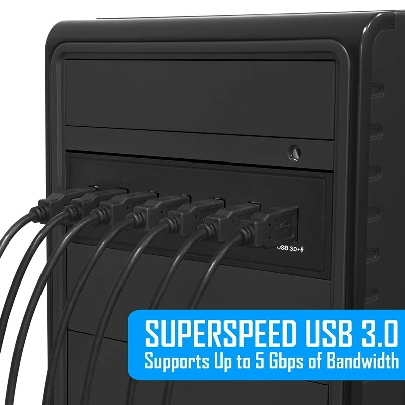  7 Port USB 3.0 Hub 5Gbs 5.25inch CD-ROM Drive Bay CD ROM Front Panel for Computer Case+USB 3.0 19-p