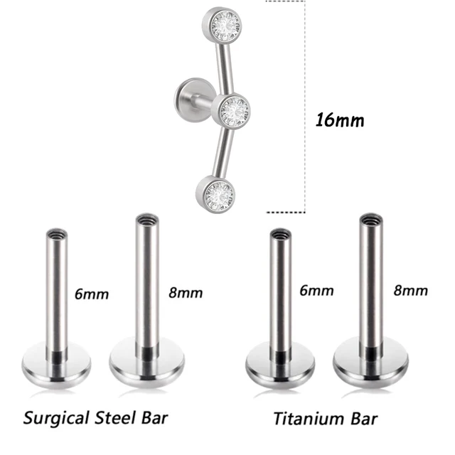 1PC G23 Titanium&Steel 16G CZ Gem Moon Labret Lip Bar Ring Crystal Flower Ear Cartilage Tragus Helix Piercing Screw Fit Top 16g Style Z4